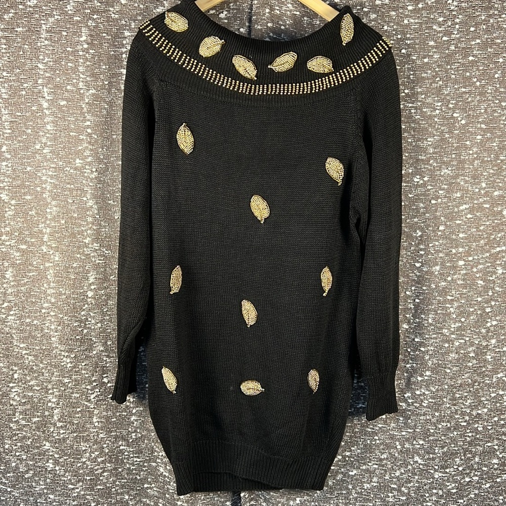 Vintage Victoria Harbour Sweater Gold Bead Embellished Cowl‎ Neck